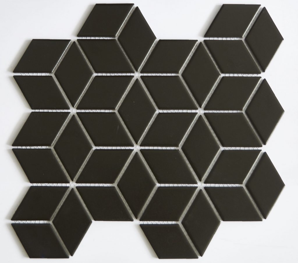 GPMD1817 GLAZED PORCELAIN DIAMOND MOSAIC COLOR BLACK | Glass Tile and Stone